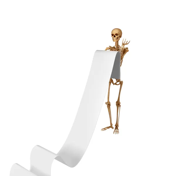 Skeleton carrying a long list — Stock Photo, Image