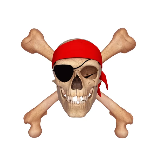 Crânio coberto com cachecol vermelho — Fotografia de Stock