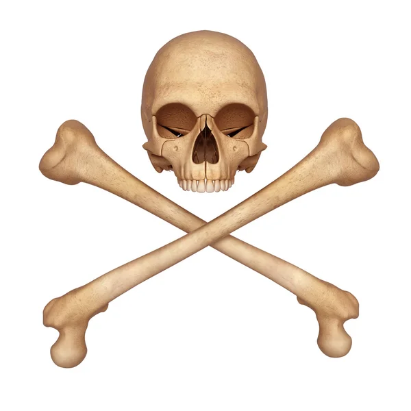 Tehlike işareti ile kafatası ve kemikler — Stok fotoğraf