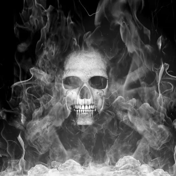 Skeleton is in smoke — Stock Photo, Image