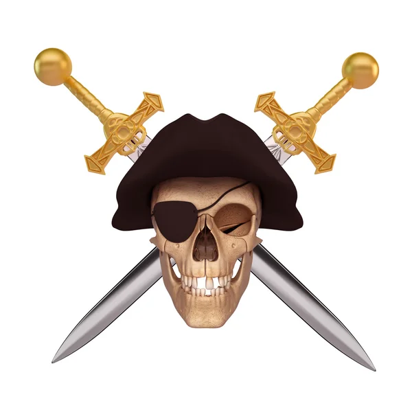 Ancient skull with two sword — Stock Photo, Image