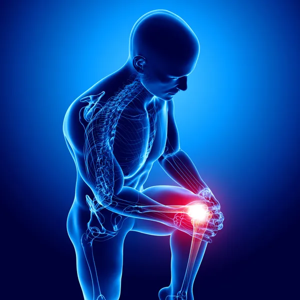 Mužské koleno bolest — Stock fotografie