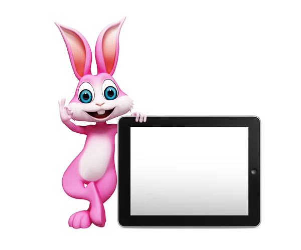 タブレットでイースターのウサギのイラスト — ストック写真