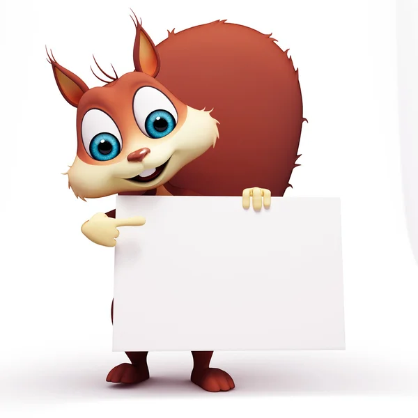 Illustration of funny squirrel with sign — Stock Photo, Image