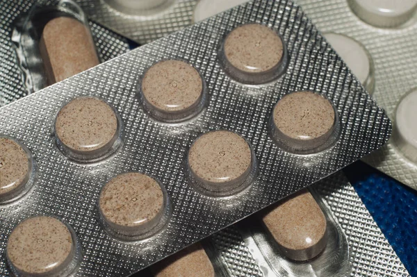 Diferentes Medicamentos Tabletas Pastillas Blister Medicamentos Medicamentos Macro Espacio Copia —  Fotos de Stock