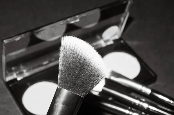 Makeup Brushes Black Background Place Insert Text Beauty — Stock Photo, Image