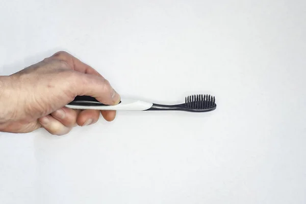 Female Hand Tooth Brush White Background — Stock Photo, Image