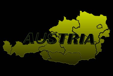 Avusturalya 'nın siyah arka plandaki altın rengi illüstrasyon haritası..