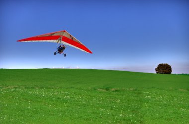 Hang glider on green clipart