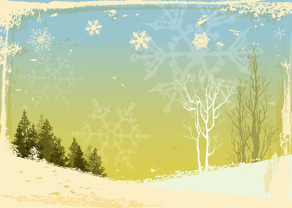 Winter forest grunge background — Stock Vector