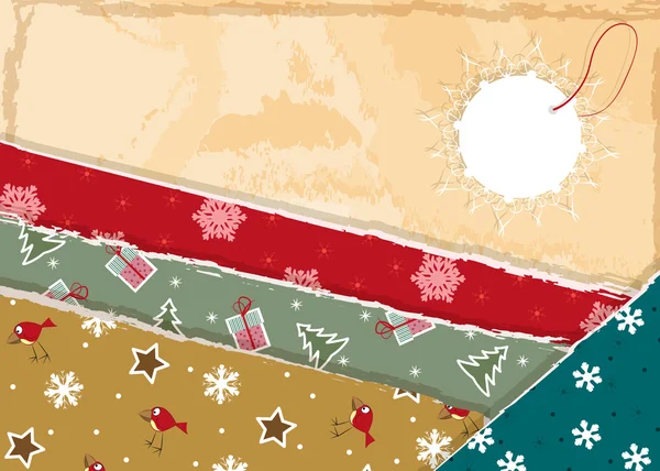 ビンテージ クリスマス引き裂かれた紙の背景 — ストックベクタ