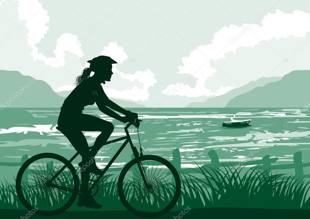 Cycling on seaside