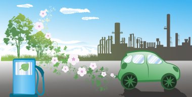Illustration of environmentally friendly car clipart