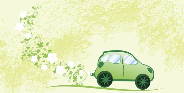 Ilustración de coche respetuoso del medio ambiente — Vector de stock