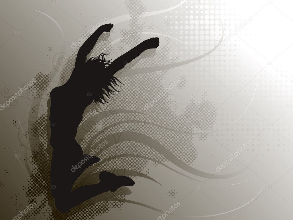 Vector design of a woman jumping silhouette