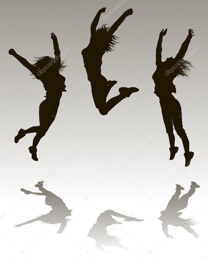 Woman jumping silhouette