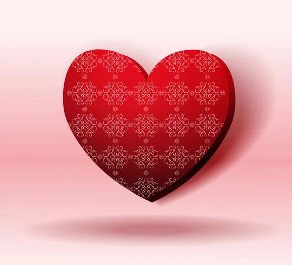 Coeur rouge avec ombre. Saint Valentin — Image vectorielle