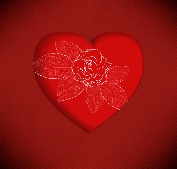 心と赤いバレンタインデーの背景 — ストックベクタ