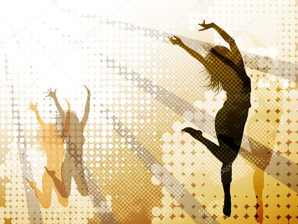 Background with jumping girl