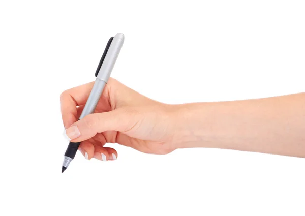 Vrouw hand met een pen — Stockfoto