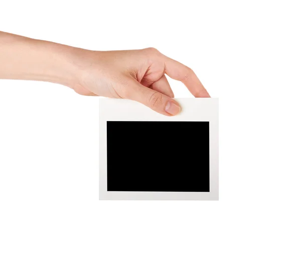 Hand holding a blank business card — Stock Photo, Image