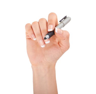 İzole kalem tutan kadının el