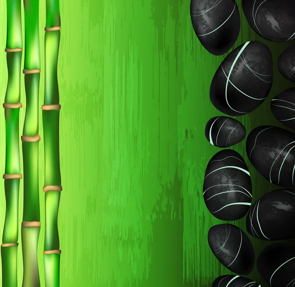 Pierres de spa et bambou vert — Image vectorielle