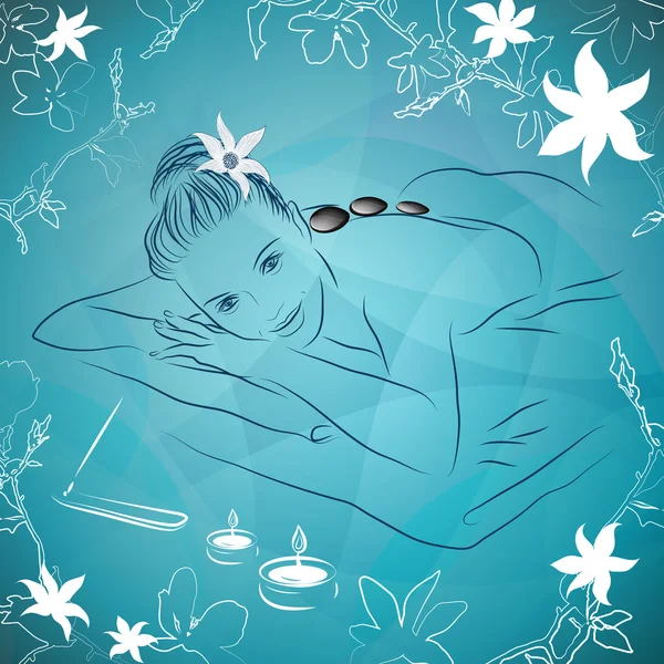 Woman on spa massage — Stock Vector