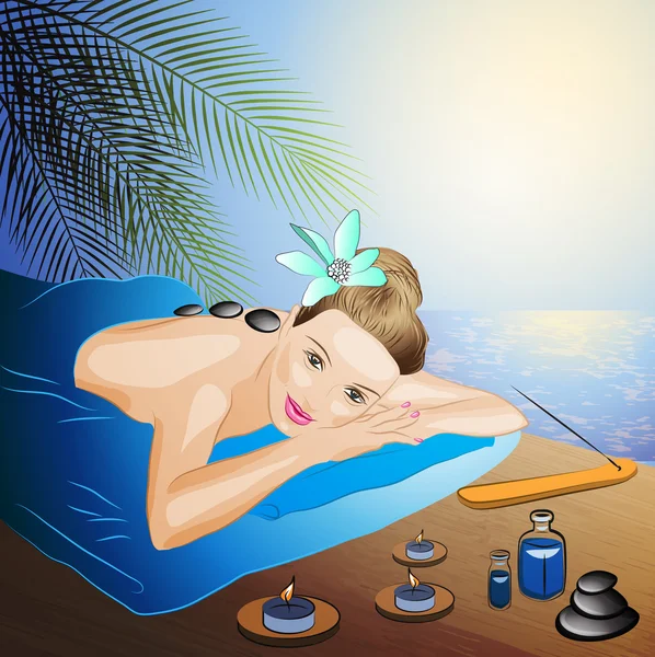 Wellness massage op het strand — Stockvector