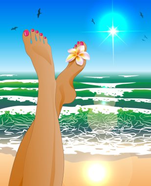 sunny beach karşı kadın bacakları