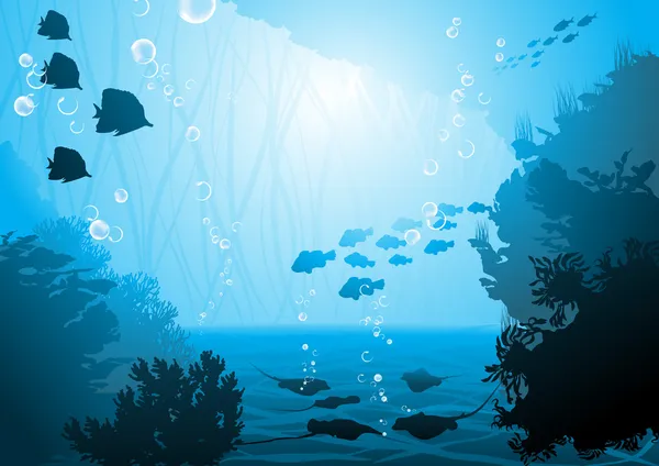 Récifs coralliens et poissons — Image vectorielle
