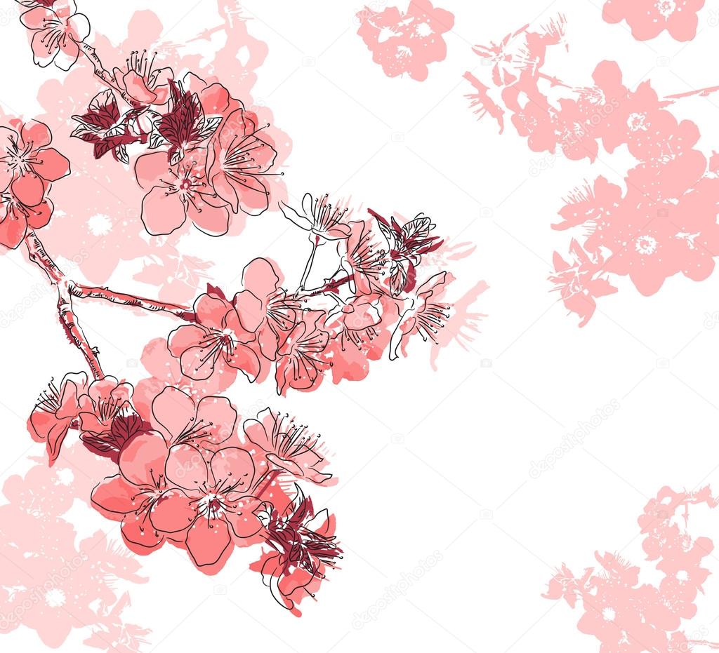 Floral background with a flower sakura