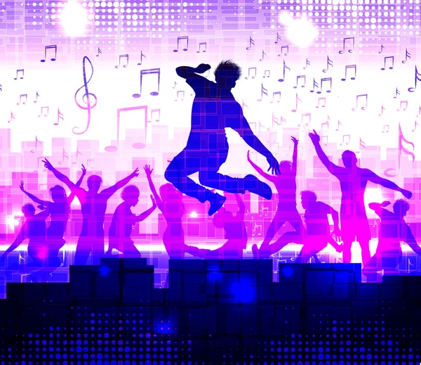 Bailar, fondo de fiesta nocturna — Vector de stock