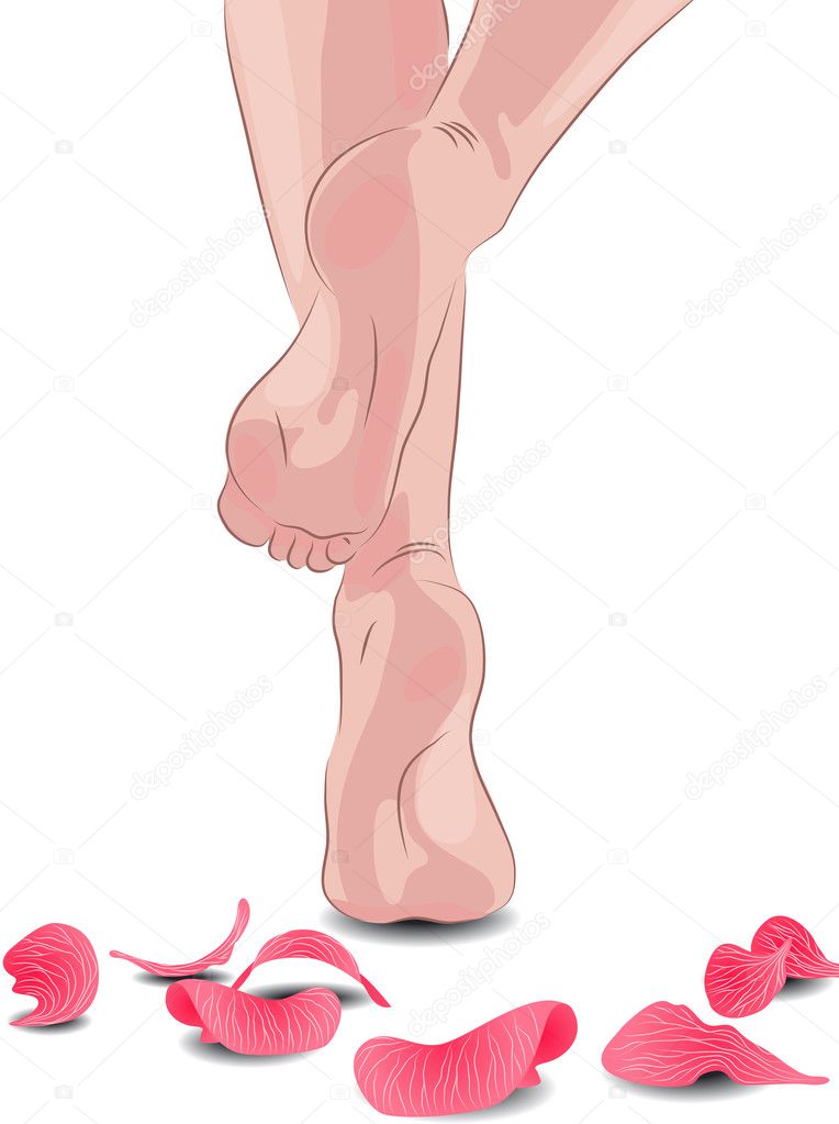Female feet and petals