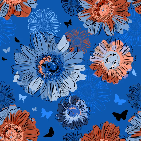 Floral naadloze achtergrond — Stockvector