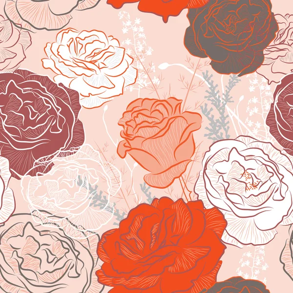 Seamless pattern with roses — Stock Vector