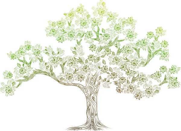 Дерево с цветами — стоковый вектор