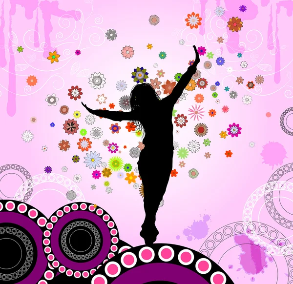 Abstraction with a dancing girl — Stock Vector