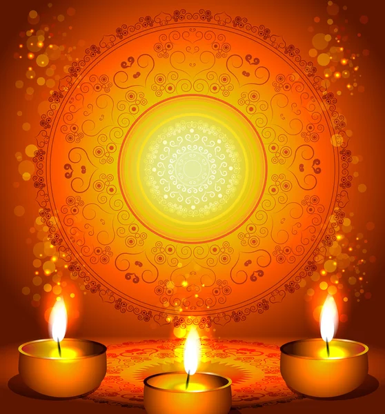 Fundo para festival de diwali com lâmpadas —  Vetores de Stock