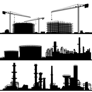 sanayi kenti, şantiye, refinerie ve santral