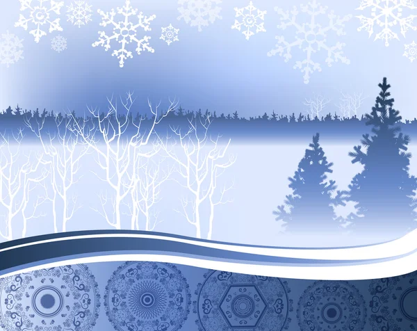 Julnatten - bakgrund med vintern skog — Stock vektor