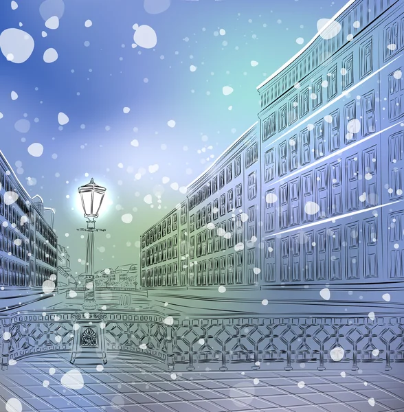 Winter Christmas cityscape — Stock Vector