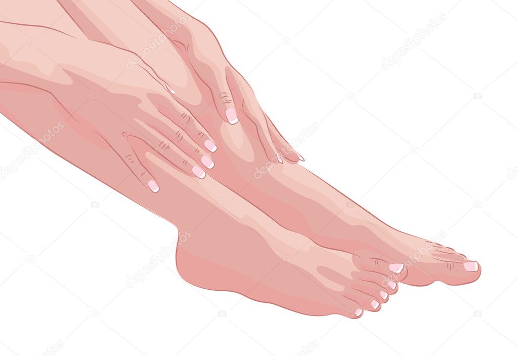 Female feet and hands isolated