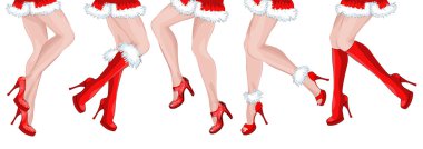 Legs of five dancing girls Santa Claus clipart