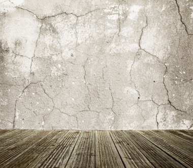 çatlak ve ahşap yerde arka duvar 