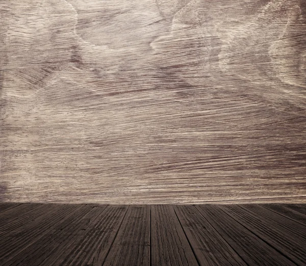 Parede com rachaduras e piso de madeira fundo — Fotografia de Stock