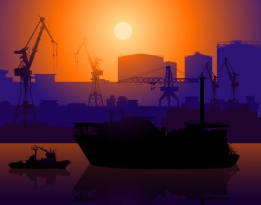 çalışma Vinçler ve römorkör sea Port