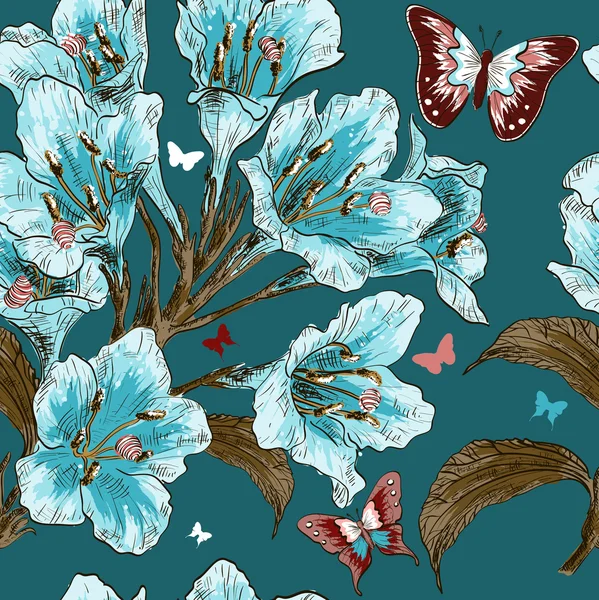 Modèle sans couture avec branche de fleur de printemps — Image vectorielle