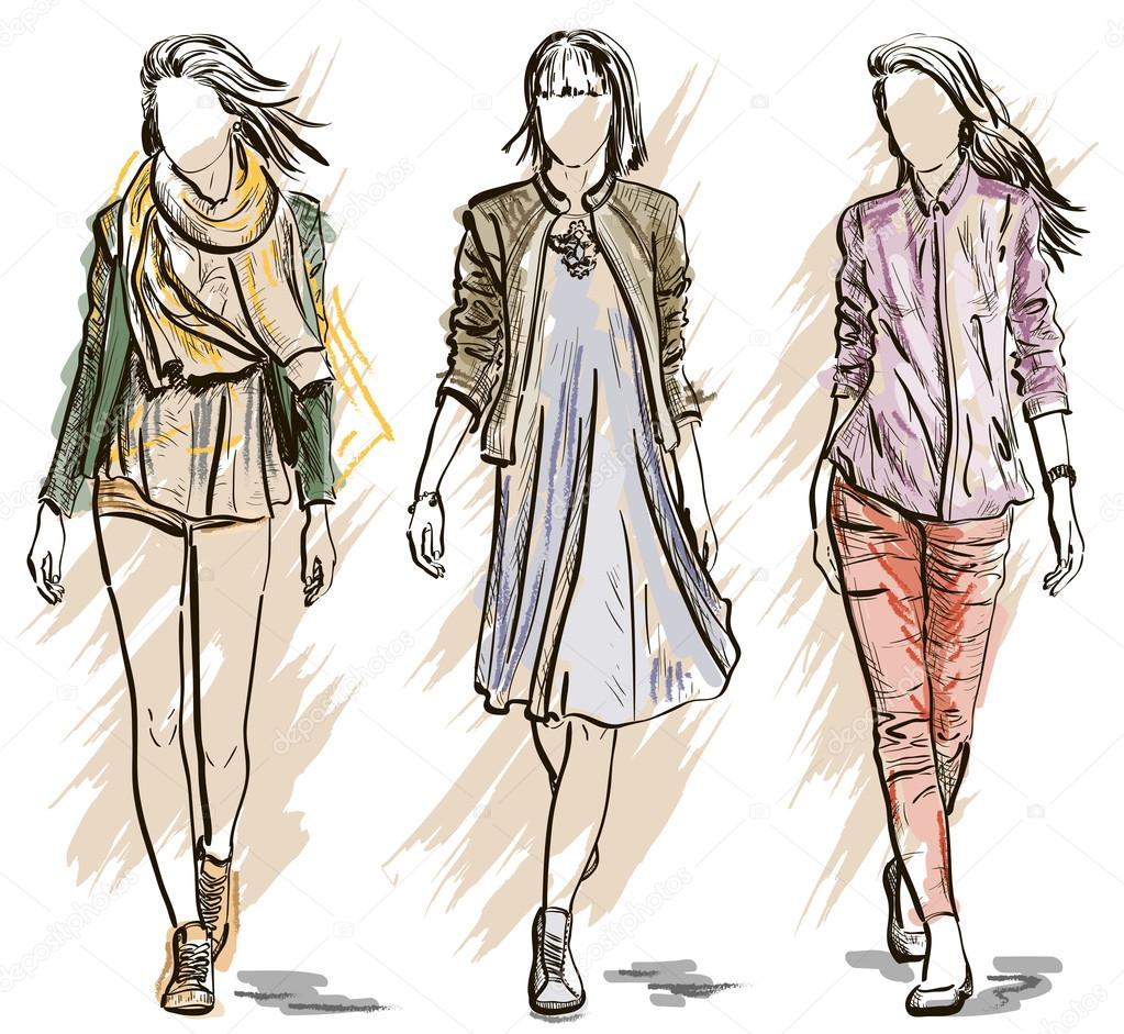 Vector Sketch of Fashion models
