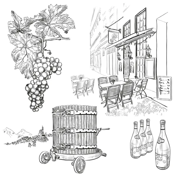 Set Vettoriale Vino — Vettoriale Stock